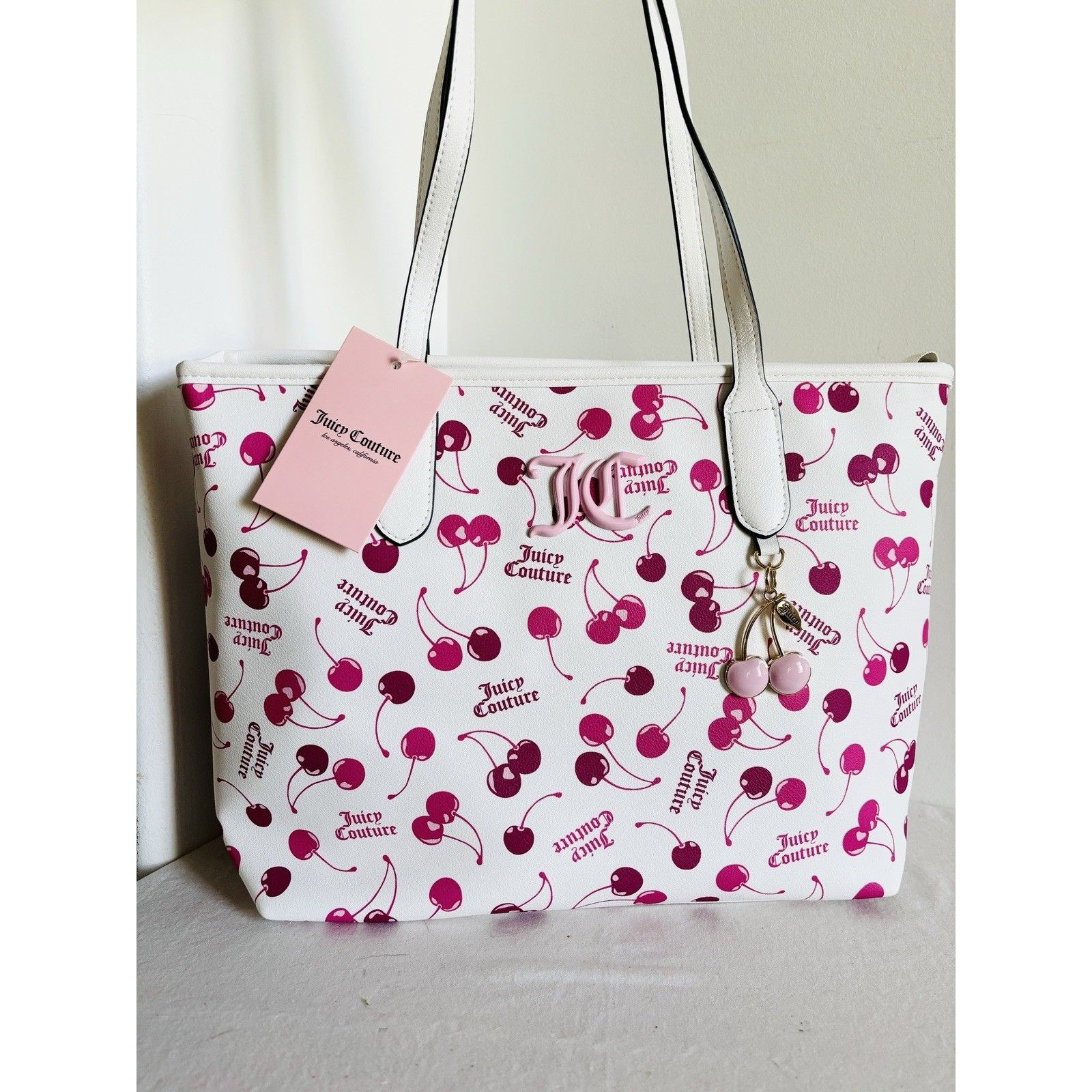 Nwt Juicy Couture Cherry On Top Tote Bag - White Multi